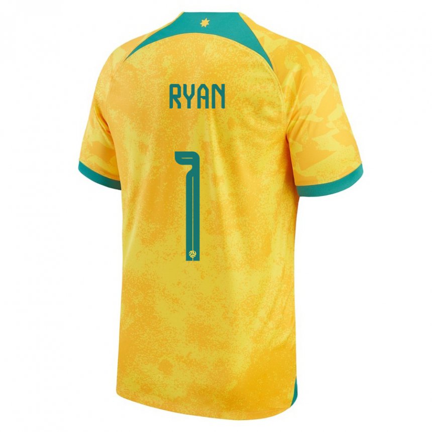 Kinderen Australisch Mathew Ryan #1 Gouden Thuisshirt Thuistenue 22-24 T-shirt