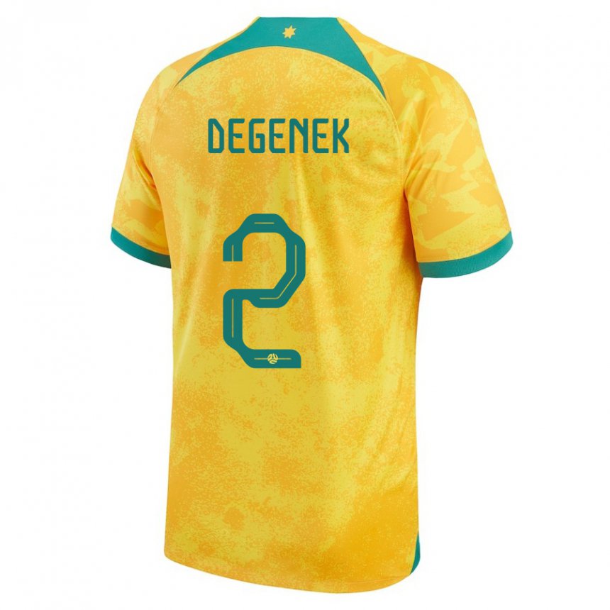 Kinderen Australisch Milos Degenek #2 Gouden Thuisshirt Thuistenue 22-24 T-shirt