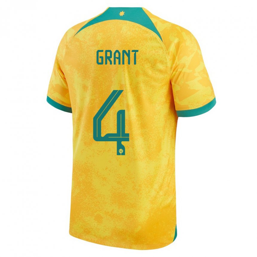 Kinderen Australisch Rhyan Grant #4 Gouden Thuisshirt Thuistenue 22-24 T-shirt