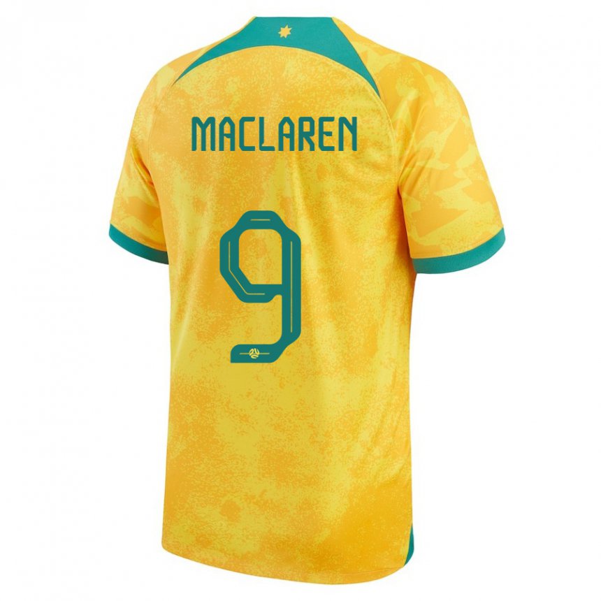 Kinderen Australisch Jamie Maclaren #9 Gouden Thuisshirt Thuistenue 22-24 T-shirt