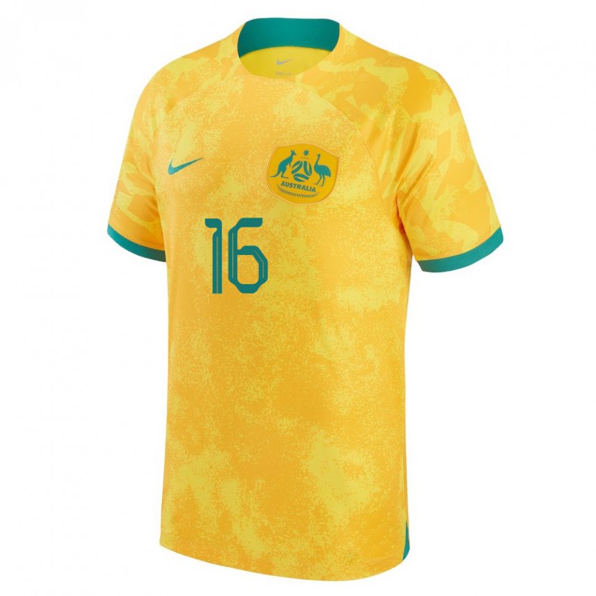 Kinderen Australisch Aziz Behich #16 Gouden Thuisshirt Thuistenue 22-24 T-shirt