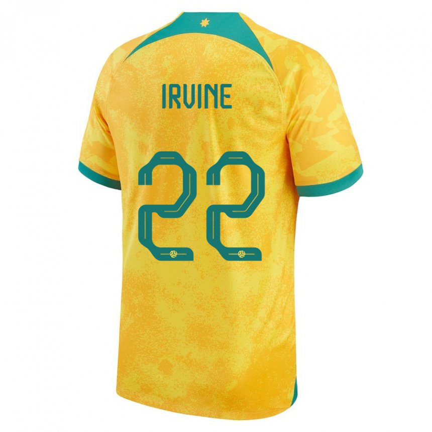 Kinderen Australisch Jackson Irvine #22 Gouden Thuisshirt Thuistenue 22-24 T-shirt