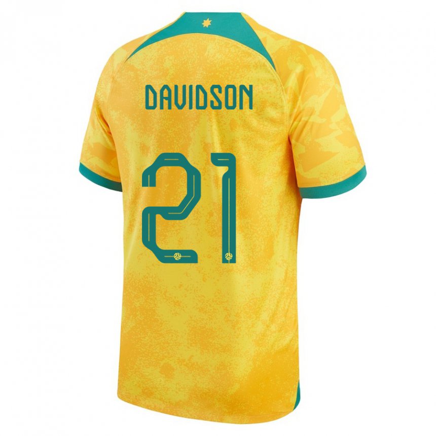 Kinderen Australisch Jason Davidson #21 Gouden Thuisshirt Thuistenue 22-24 T-shirt