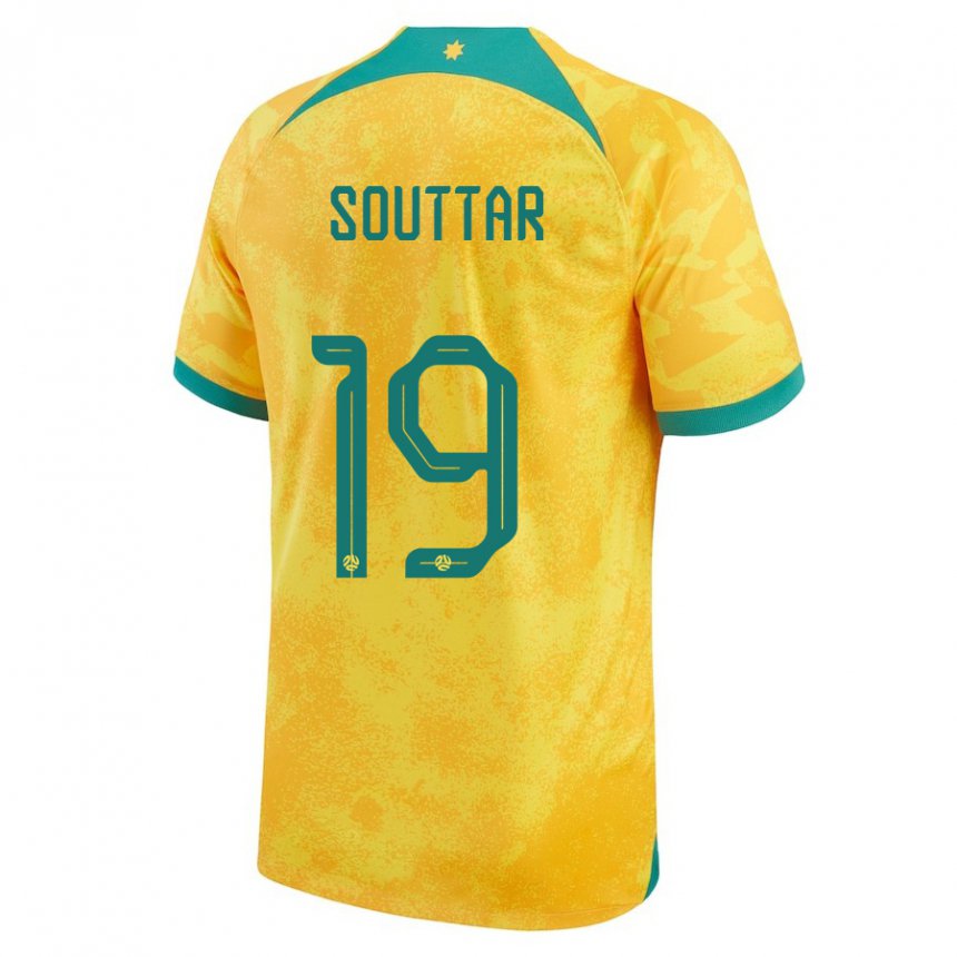 Kinderen Australisch Harry Souttar #19 Gouden Thuisshirt Thuistenue 22-24 T-shirt