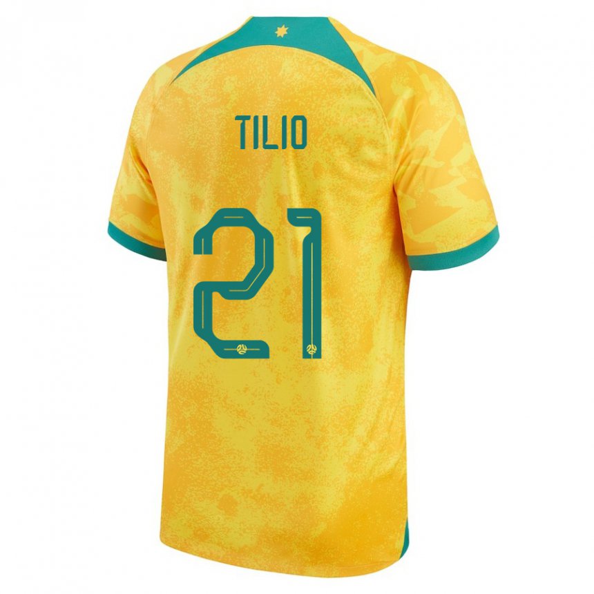 Kinderen Australisch Marco Tilio #21 Gouden Thuisshirt Thuistenue 22-24 T-shirt