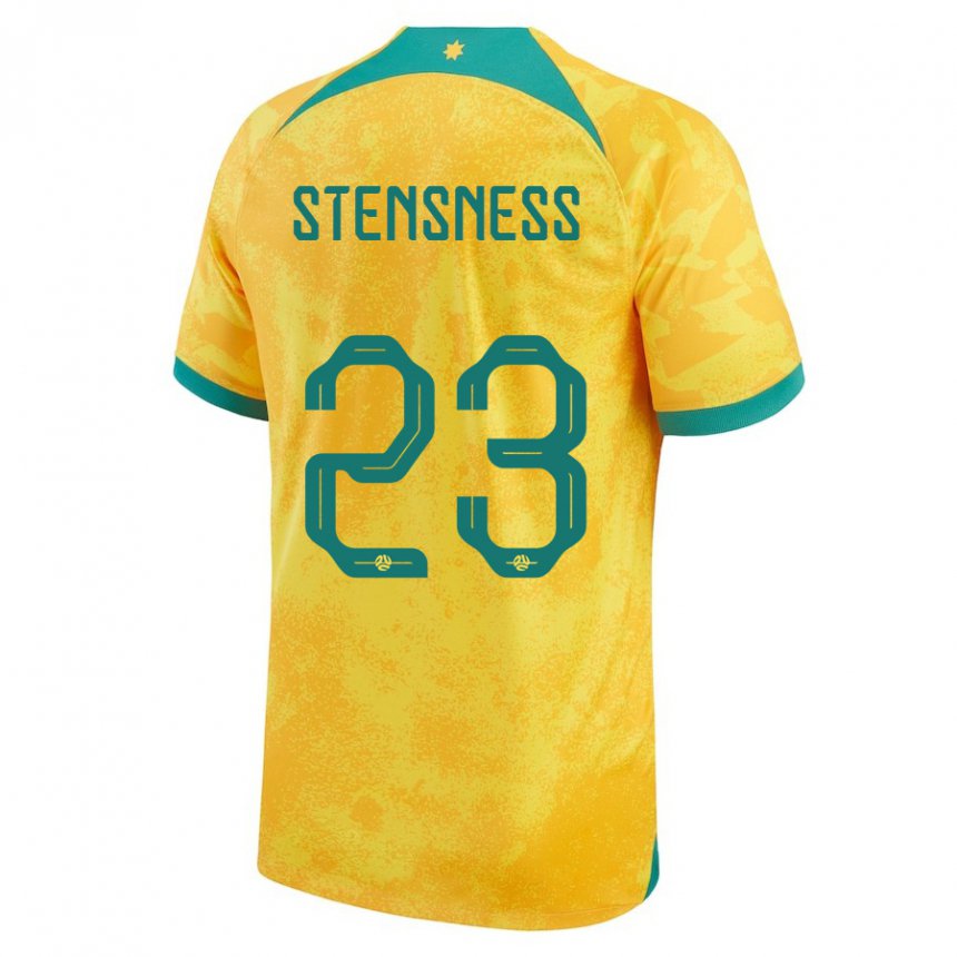 Kinderen Australisch Gianni Stensness #23 Gouden Thuisshirt Thuistenue 22-24 T-shirt