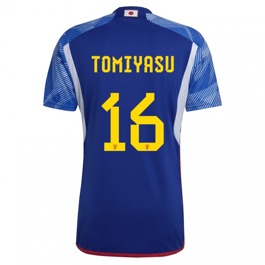 Kinderen Japans Takehiro Tomiyasu #16 Koningsblauw Thuisshirt Thuistenue 22-24 T-shirt