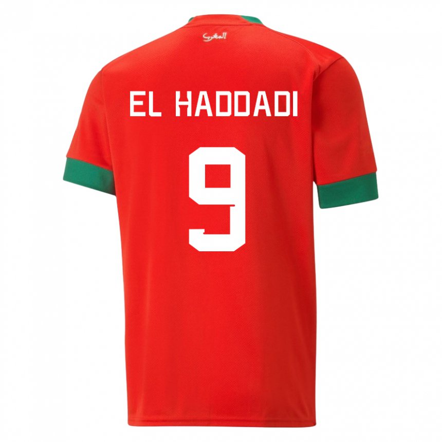 Kinderen Marokkaans Munir El Haddadi #9 Rood Thuisshirt Thuistenue 22-24 T-shirt