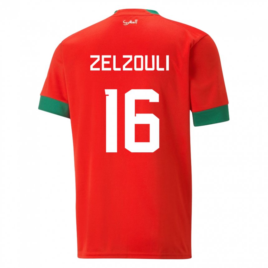 Kinderen Marokkaans Abdessamad Zelzouli #16 Rood Thuisshirt Thuistenue 22-24 T-shirt