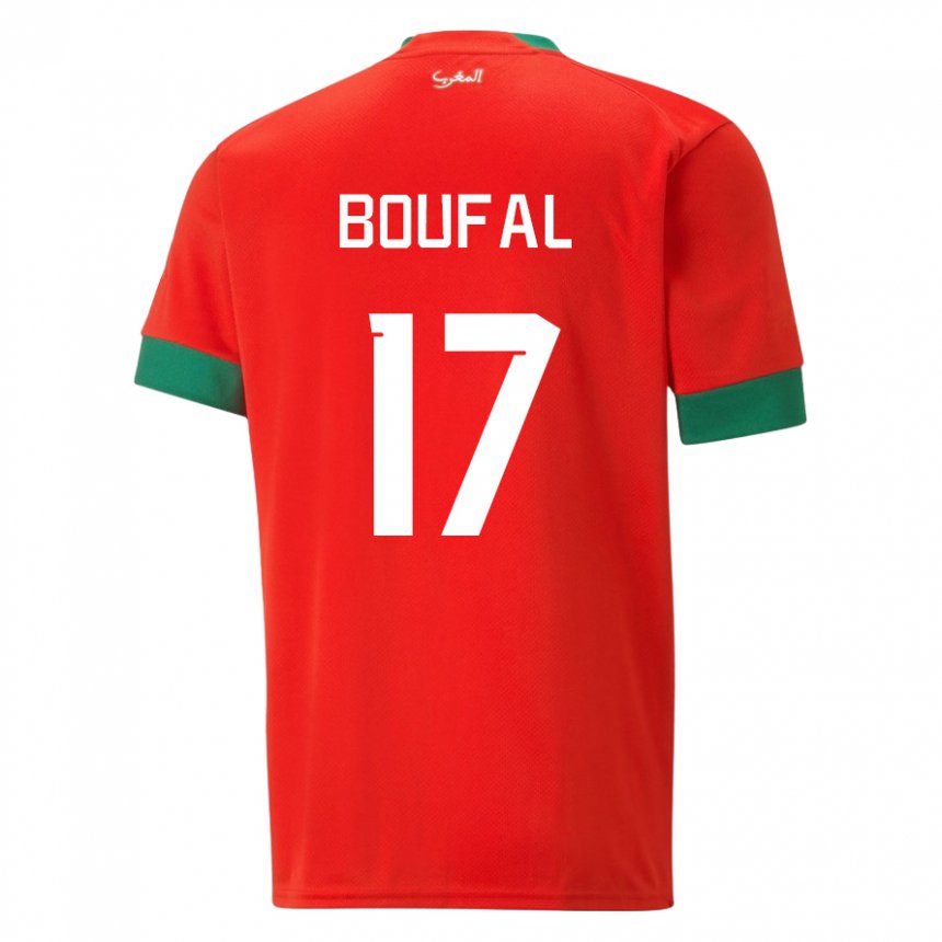 Kinderen Marokkaans Sofiane Boufal #17 Rood Thuisshirt Thuistenue 22-24 T-shirt