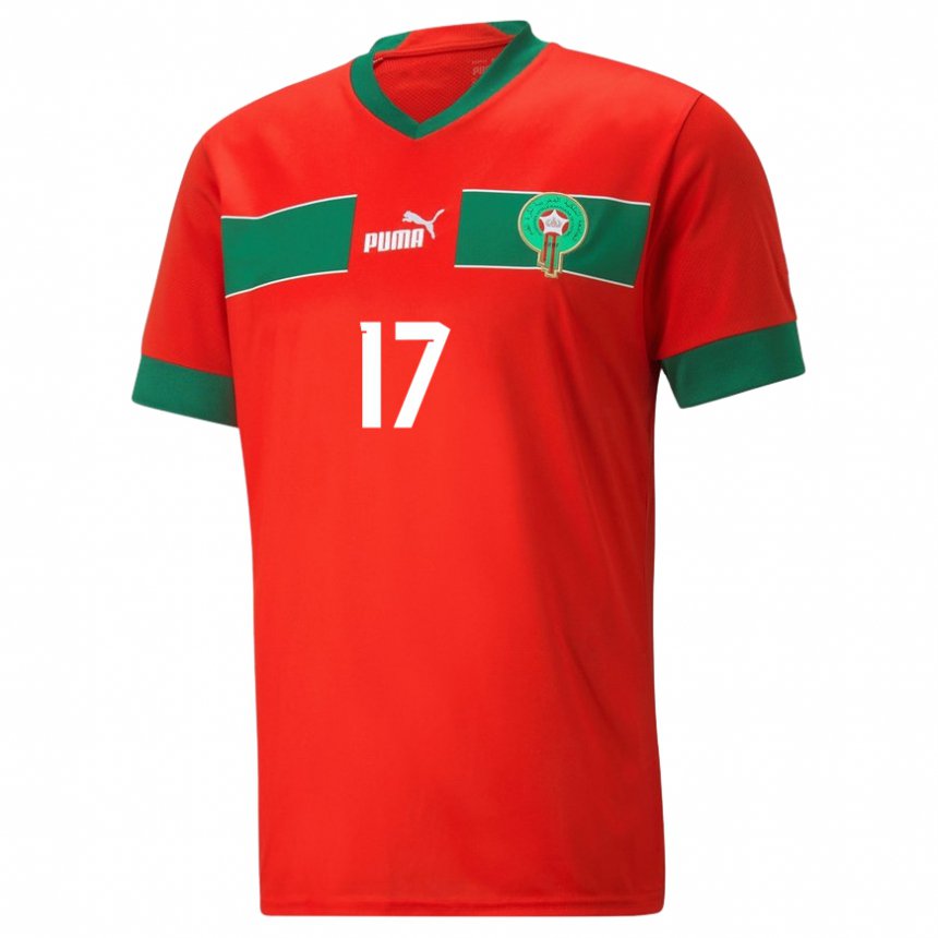 Kinderen Marokkaans Sofiane Boufal #17 Rood Thuisshirt Thuistenue 22-24 T-shirt