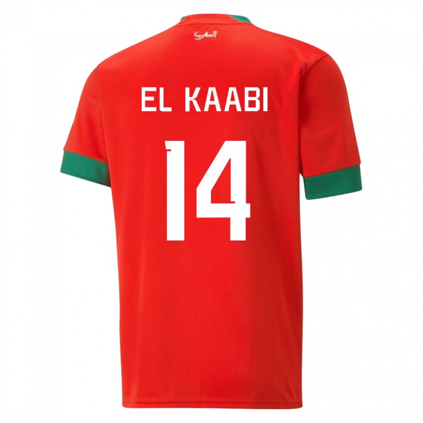 Kinderen Marokkaans Ayoub El Kaabi #14 Rood Thuisshirt Thuistenue 22-24 T-shirt