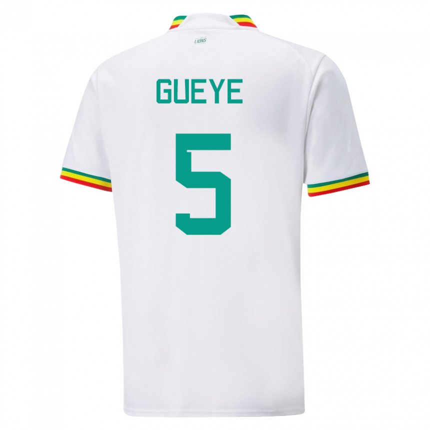 Kinderen Senegalees Idrissa Gueye #5 Wit Thuisshirt Thuistenue 22-24 T-shirt