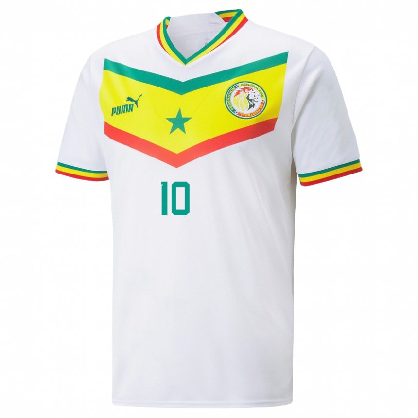 Kinderen Senegalees Sadio Mane #10 Wit Thuisshirt Thuistenue 22-24 T-shirt