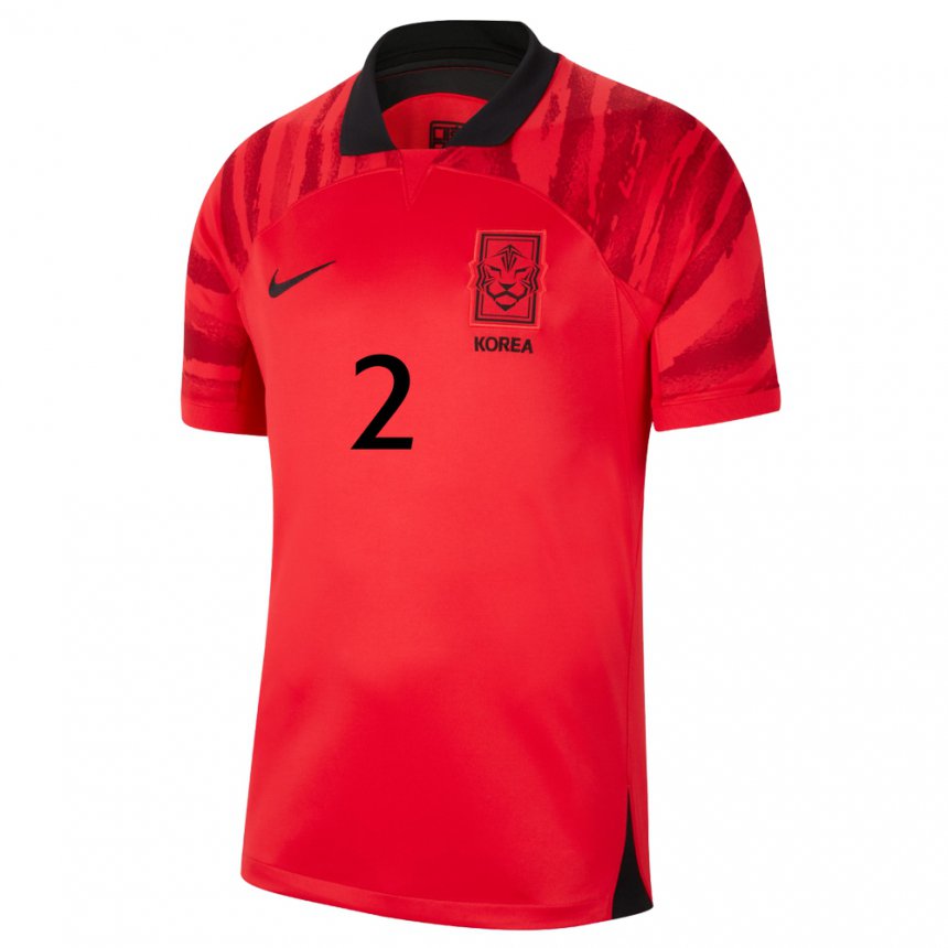 Kinderen Zuid-koreaans Tae-hwan Kim #2 Rood Zwart Thuisshirt Thuistenue 22-24 T-shirt