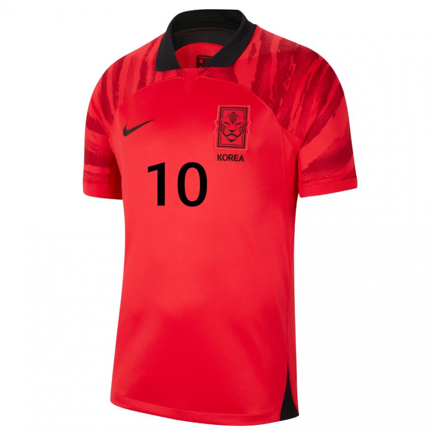 Kinderen Zuid-koreaans Jae-sung Lee #10 Rood Zwart Thuisshirt Thuistenue 22-24 T-shirt