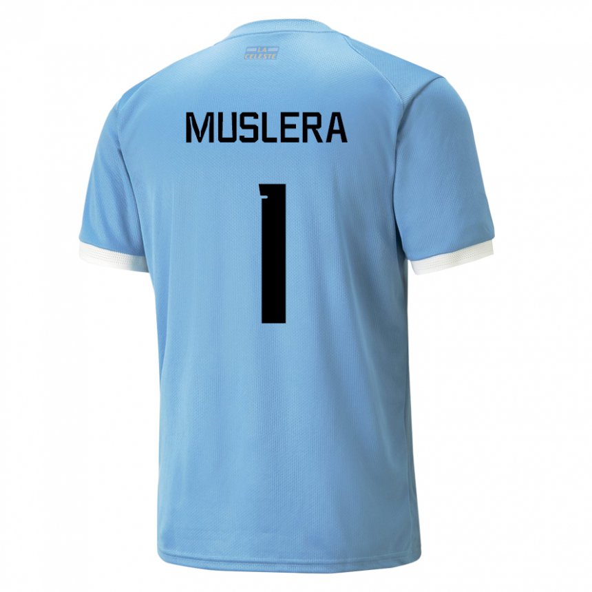 Kinderen Uruguayaans Fernando Muslera #1 Blauw Thuisshirt Thuistenue 22-24 T-shirt