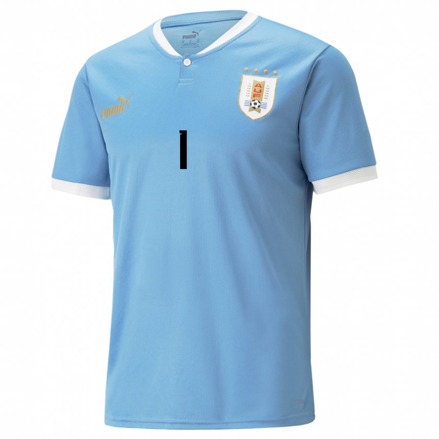 Kinderen Uruguayaans Fernando Muslera #1 Blauw Thuisshirt Thuistenue 22-24 T-shirt