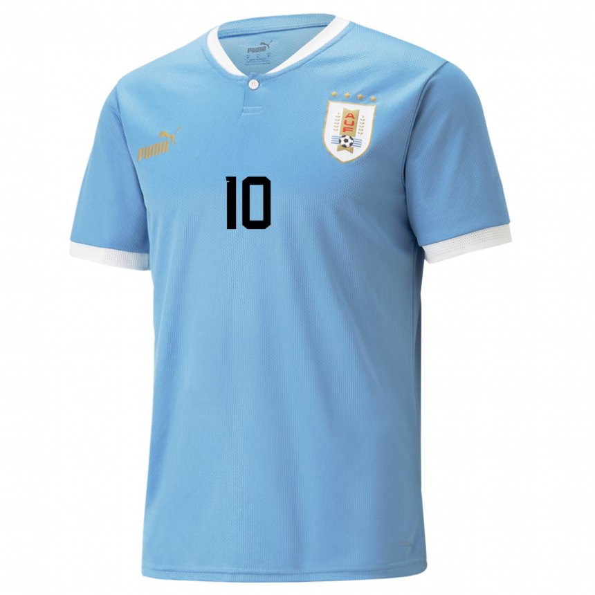 Kinderen Uruguayaans Giorgian De Arrascaeta #10 Blauw Thuisshirt Thuistenue 22-24 T-shirt