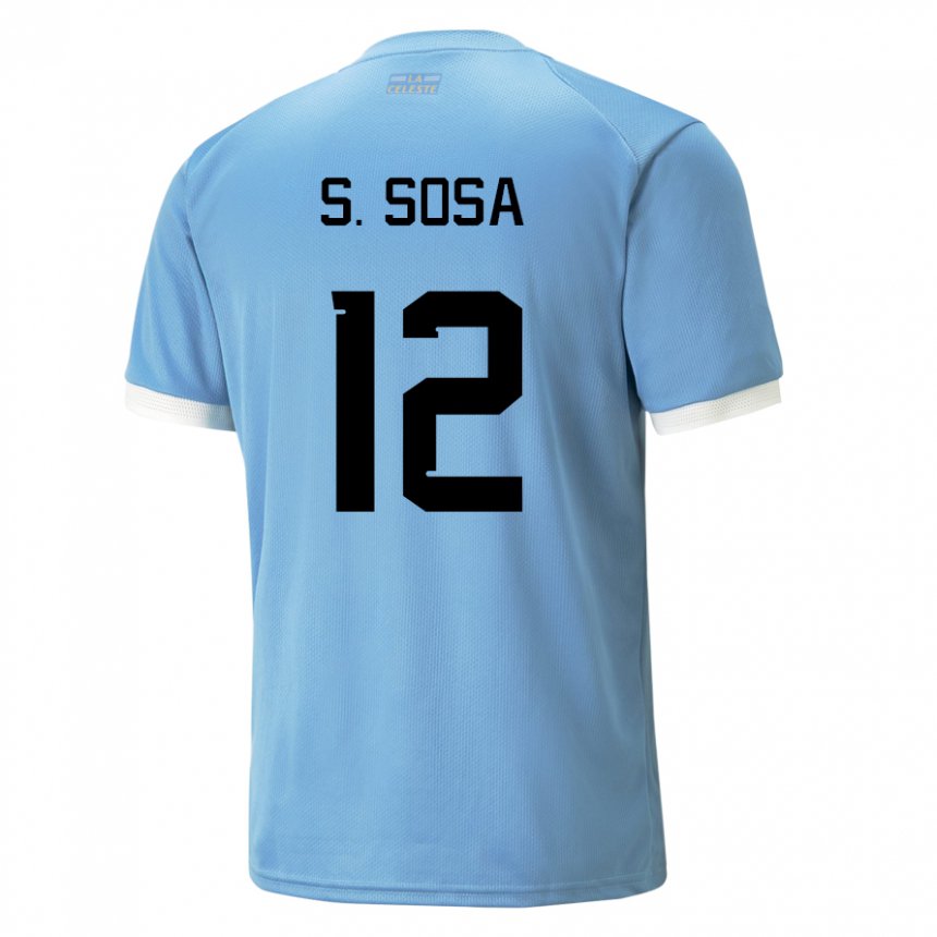 Kinderen Uruguayaans Sebastian Sosa #12 Blauw Thuisshirt Thuistenue 22-24 T-shirt