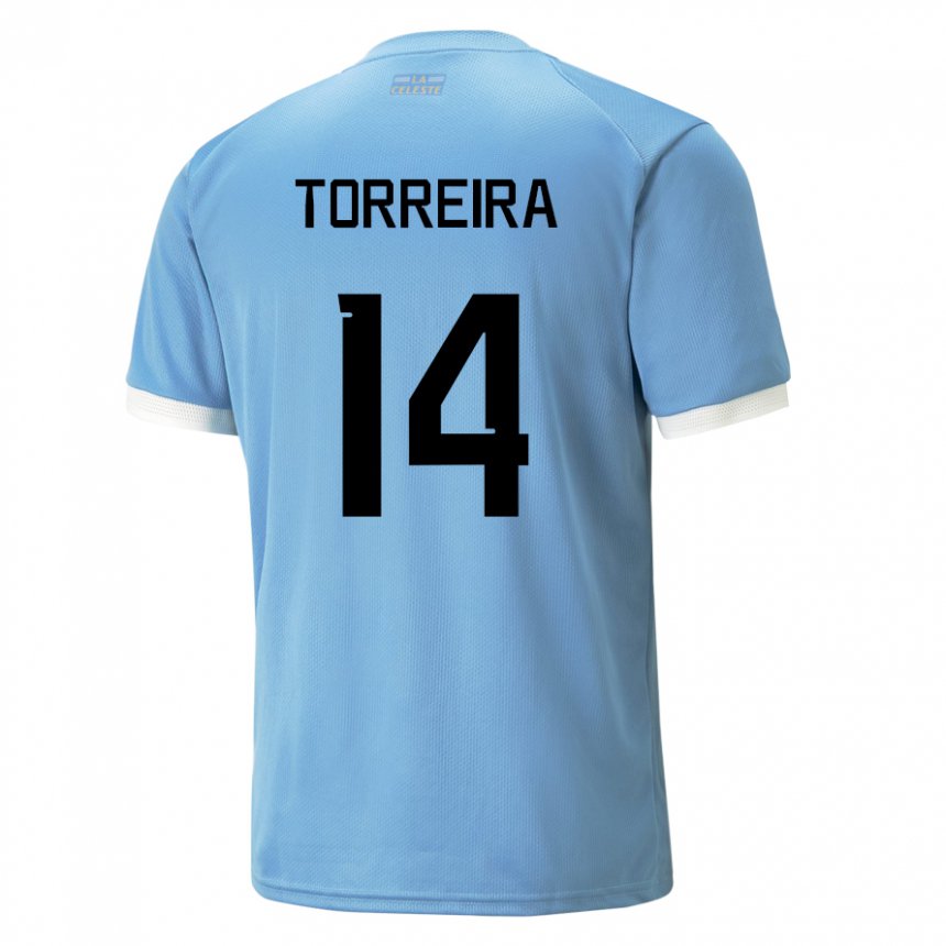 Kinderen Uruguayaans Lucas Torreira #14 Blauw Thuisshirt Thuistenue 22-24 T-shirt