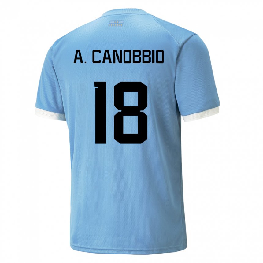 Kinderen Uruguayaans Agustin Canobbio #18 Blauw Thuisshirt Thuistenue 22-24 T-shirt