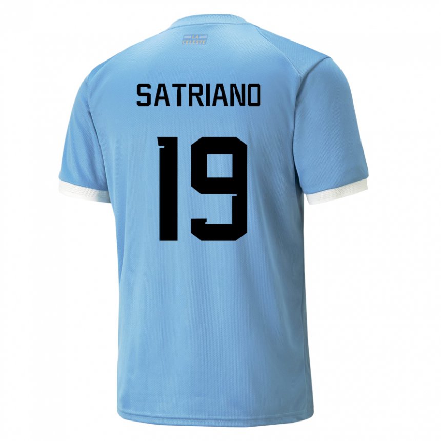 Kinderen Uruguayaans Martin Satriano #19 Blauw Thuisshirt Thuistenue 22-24 T-shirt