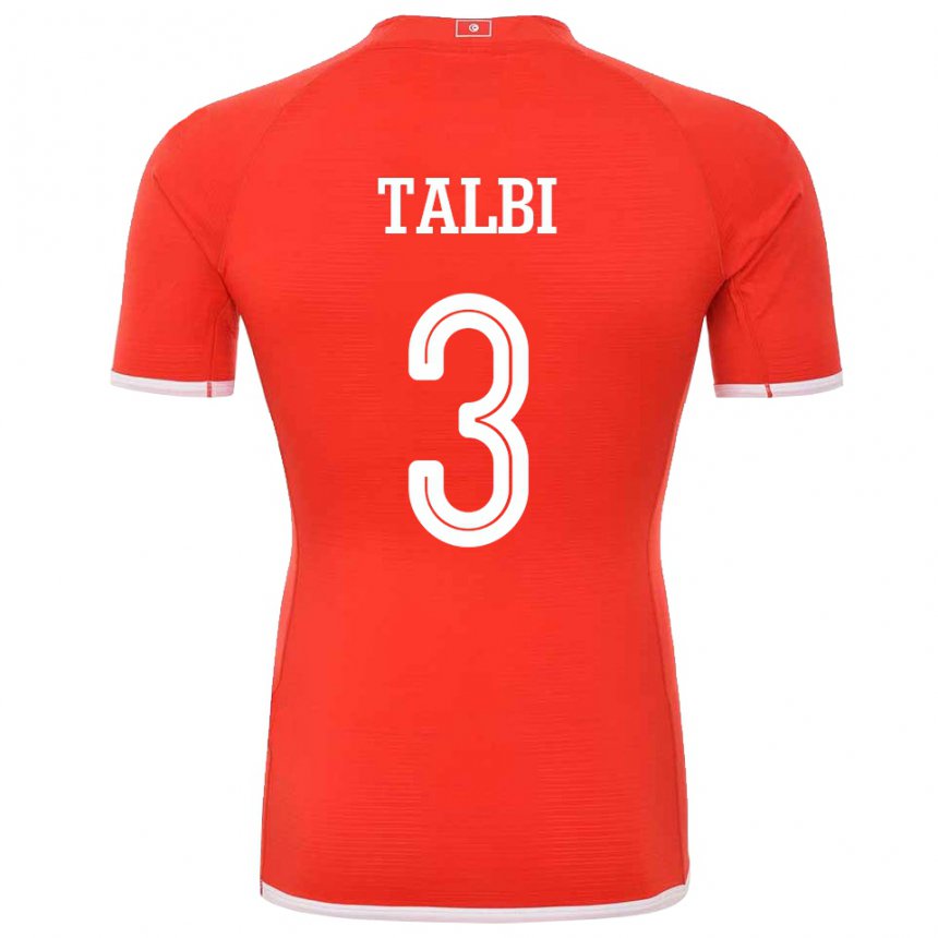 Kinderen Tunesisch Montassar Talbi #3 Rood Thuisshirt Thuistenue 22-24 T-shirt