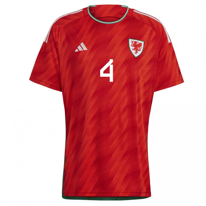 Kinderen Welsh Ben Davies #4 Rood Thuisshirt Thuistenue 22-24 T-shirt