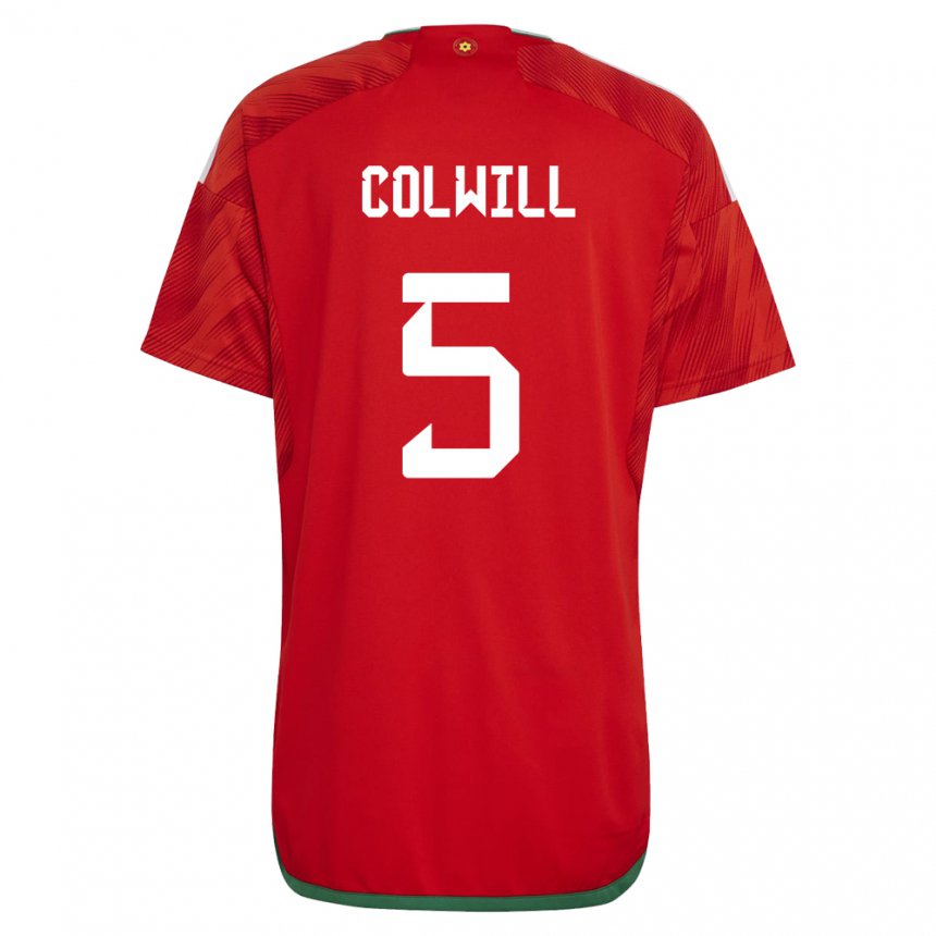 Kinderen Welsh Rubin Colwill #5 Rood Thuisshirt Thuistenue 22-24 T-shirt