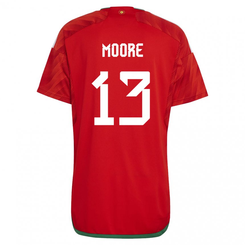 Kinderen Welsh Kieffer Moore #13 Rood Thuisshirt Thuistenue 22-24 T-shirt