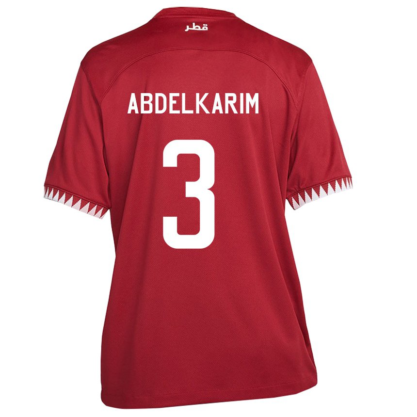 Kinderen Qatarees Abdelkarim Hassan #3 Kastanjebruin Thuisshirt Thuistenue 22-24 T-shirt