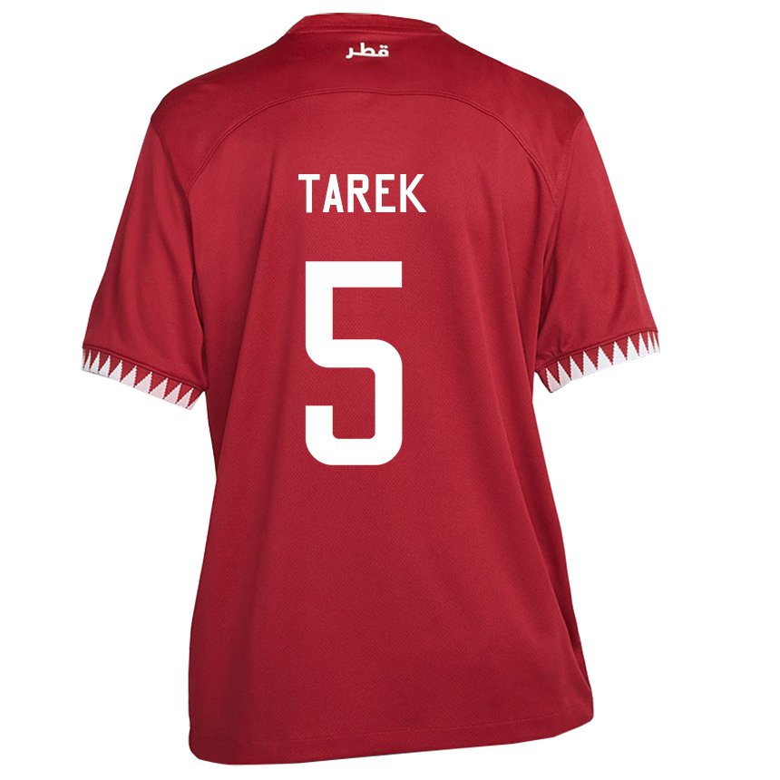 Kinderen Qatarees Tarek Salman #5 Kastanjebruin Thuisshirt Thuistenue 22-24 T-shirt