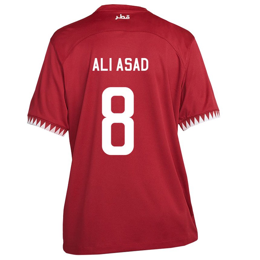 Kinderen Qatarees Ali Asad #8 Kastanjebruin Thuisshirt Thuistenue 22-24 T-shirt