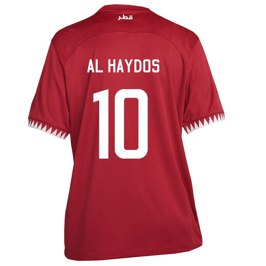 Kinderen Qatarees Hasan Al Haydos #10 Kastanjebruin Thuisshirt Thuistenue 22-24 T-shirt