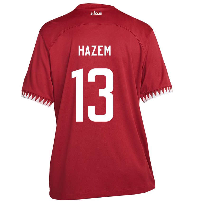 Kinderen Qatarees Hazem Shehata #13 Kastanjebruin Thuisshirt Thuistenue 22-24 T-shirt