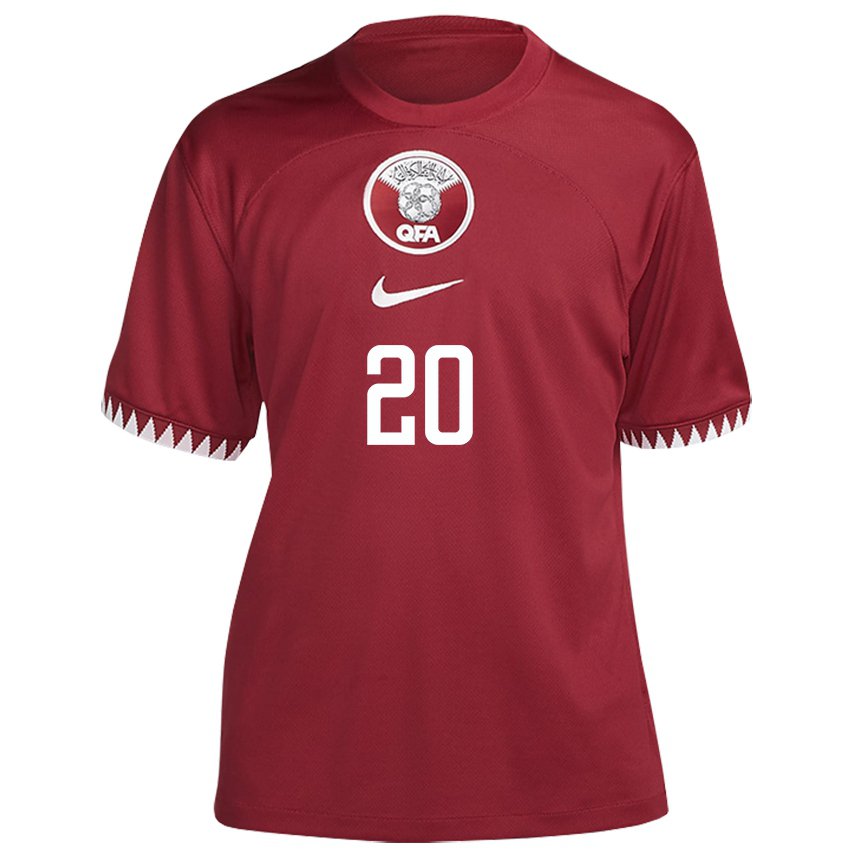 Kinderen Qatarees Salem Al Hajri #20 Kastanjebruin Thuisshirt Thuistenue 22-24 T-shirt