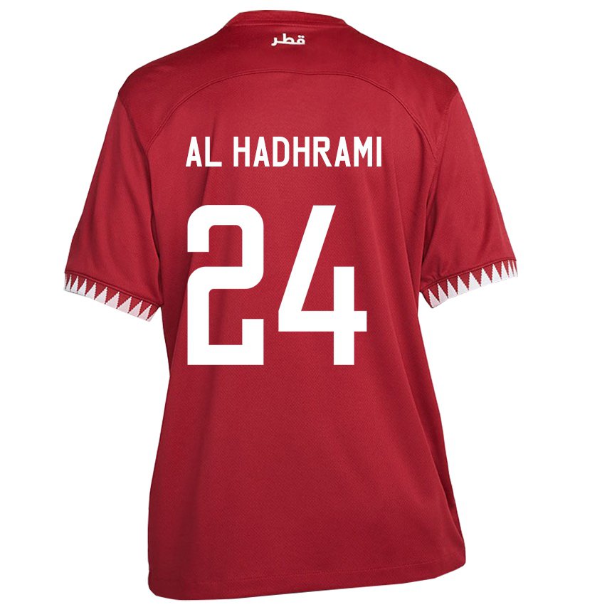 Kinderen Qatarees Naif Abdulraheem Al Hadhrami #24 Kastanjebruin Thuisshirt Thuistenue 22-24 T-shirt