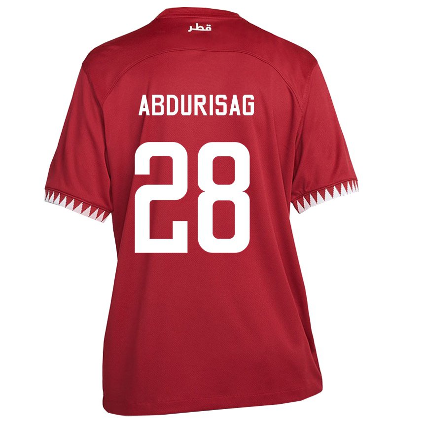 Kinderen Qatarees Yusuf Abdurisag #28 Kastanjebruin Thuisshirt Thuistenue 22-24 T-shirt