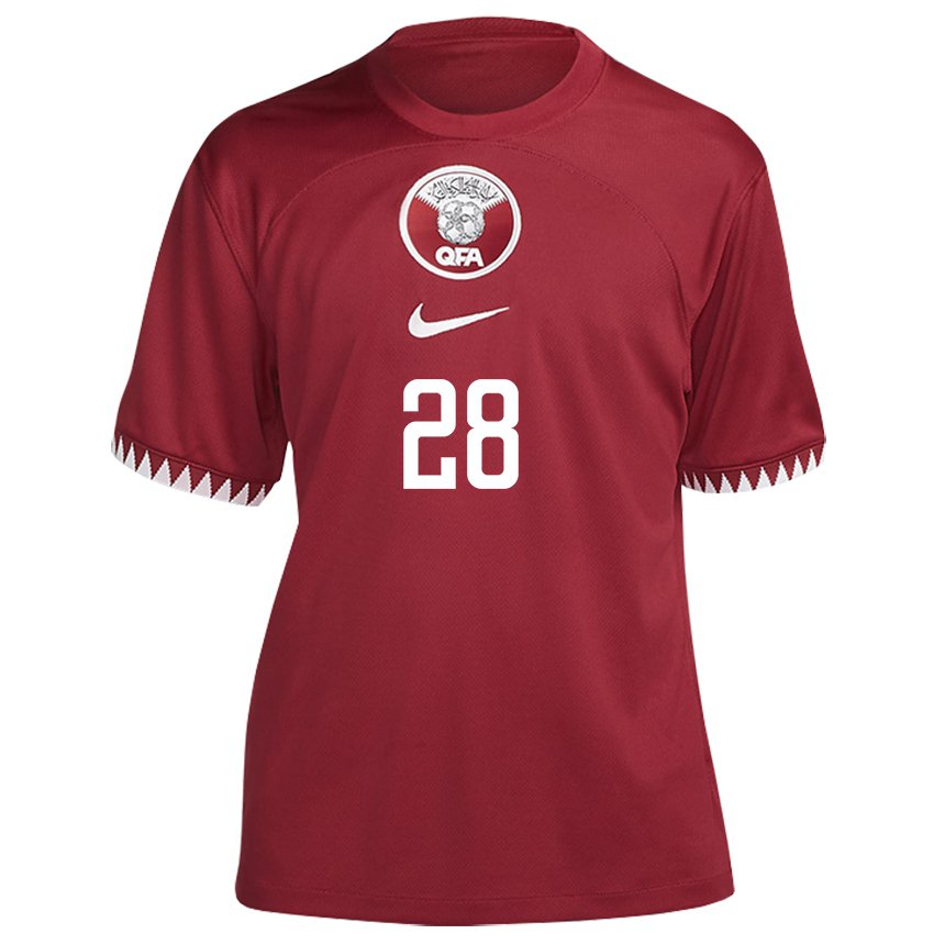 Kinderen Qatarees Yusuf Abdurisag #28 Kastanjebruin Thuisshirt Thuistenue 22-24 T-shirt