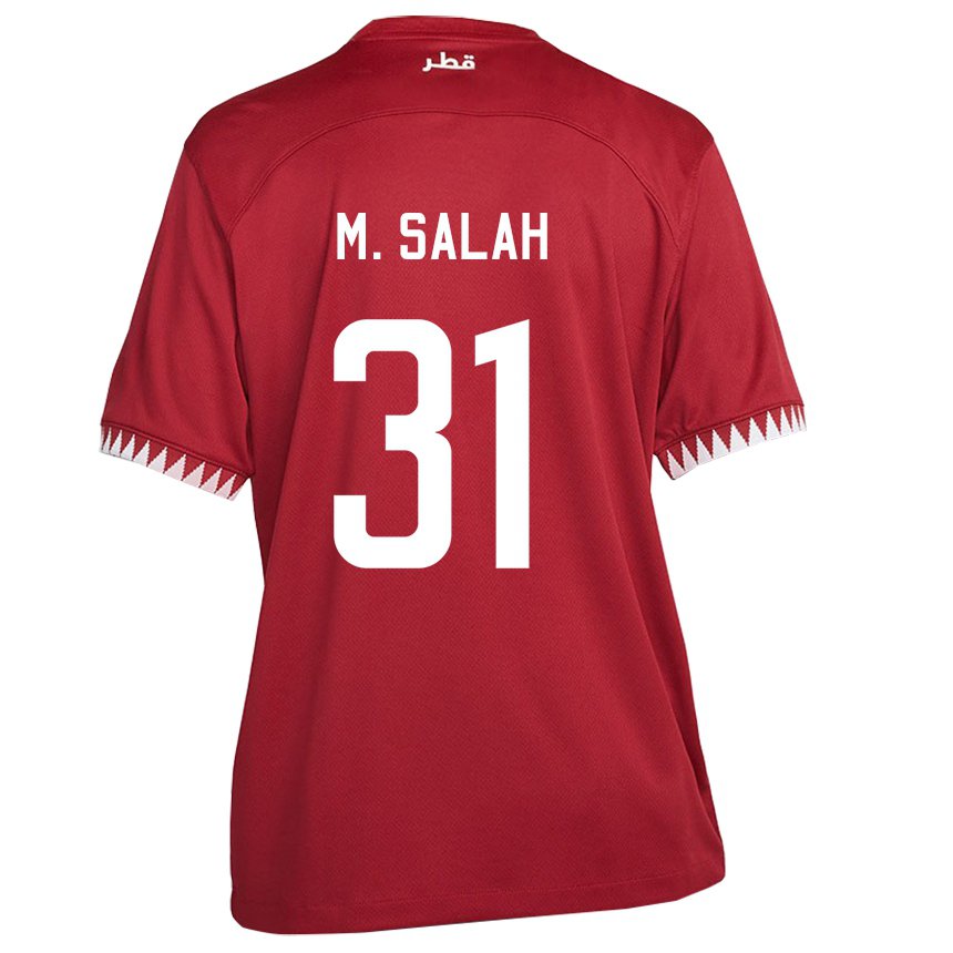 Kinderen Qatarees Salah Zakaria #31 Kastanjebruin Thuisshirt Thuistenue 22-24 T-shirt