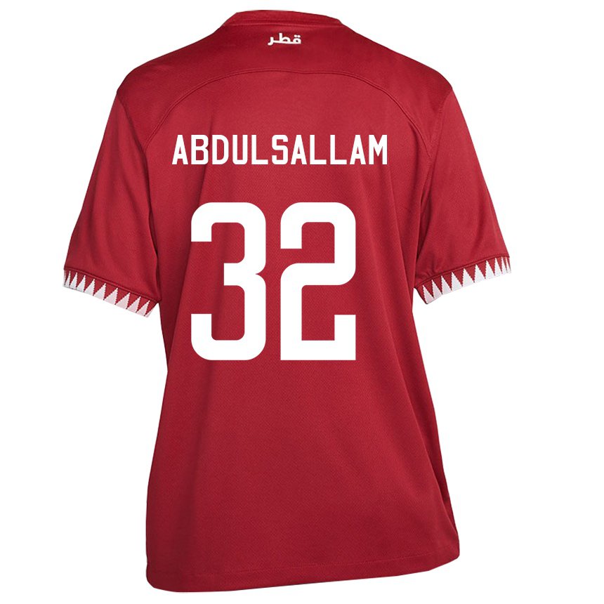 Kinderen Qatarees Jassem Gaber Abdulsallam #32 Kastanjebruin Thuisshirt Thuistenue 22-24 T-shirt