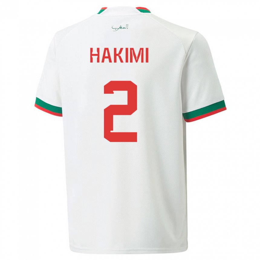 Kinderen Marokkaans Achraf Hakimi #2 Wit Uitshirt Uittenue 22-24 T-shirt