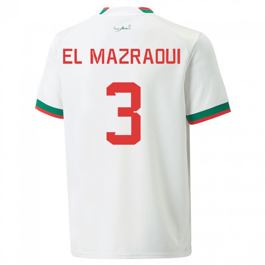 Kinderen Marokkaans Noussair El Mazraoui #3 Wit Uitshirt Uittenue 22-24 T-shirt