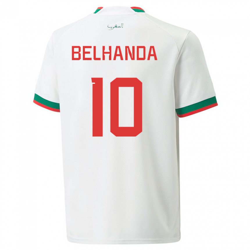 Kinderen Marokkaans Youness Belhanda #10 Wit Uitshirt Uittenue 22-24 T-shirt