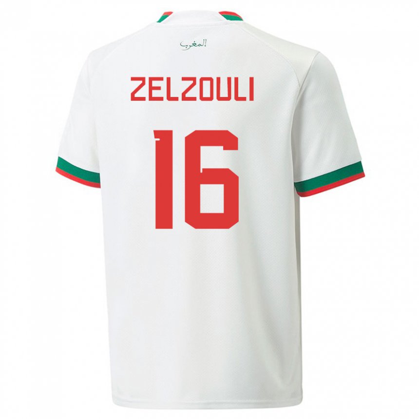 Kinderen Marokkaans Abdessamad Zelzouli #16 Wit Uitshirt Uittenue 22-24 T-shirt