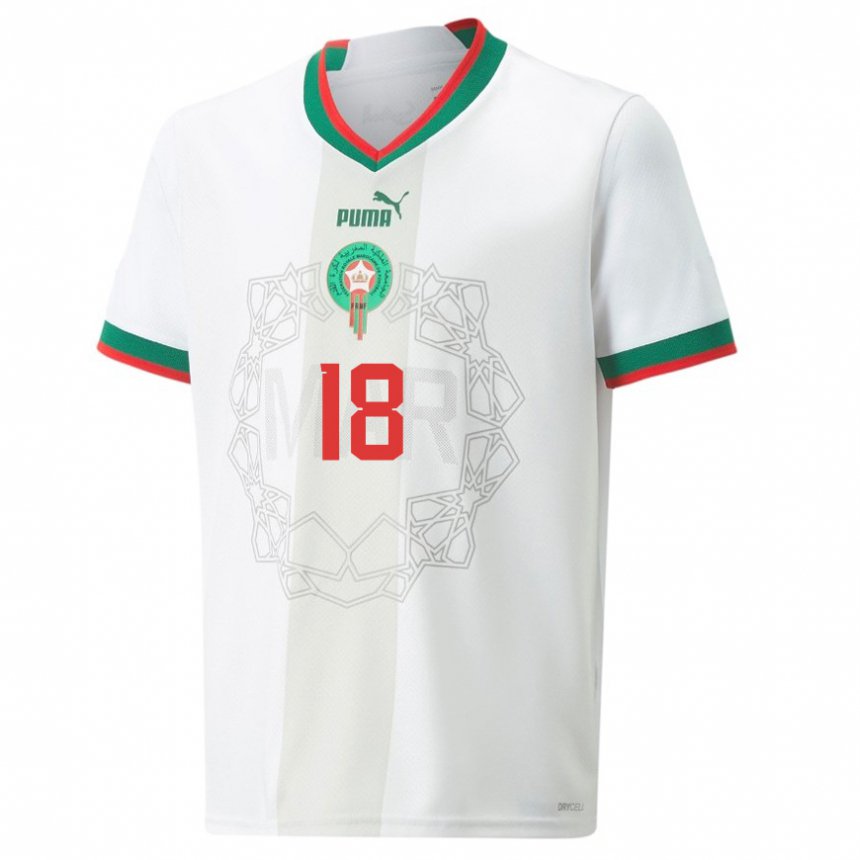 Kinderen Marokkaans Amine Harith #18 Wit Uitshirt Uittenue 22-24 T-shirt