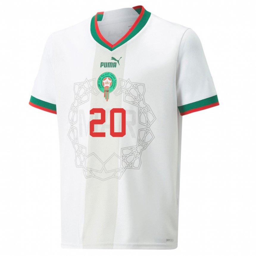 Kinderen Marokkaans Achraf Dari #20 Wit Uitshirt Uittenue 22-24 T-shirt