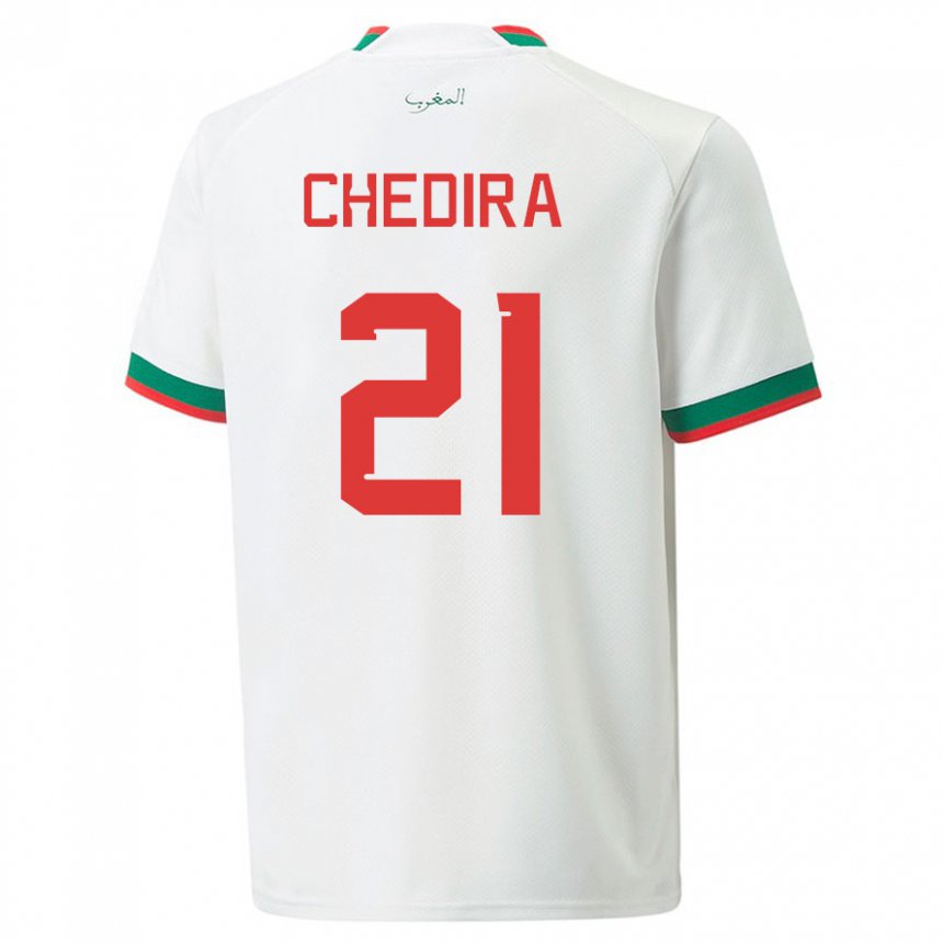 Kinderen Marokkaans Walid Chedira #21 Wit Uitshirt Uittenue 22-24 T-shirt