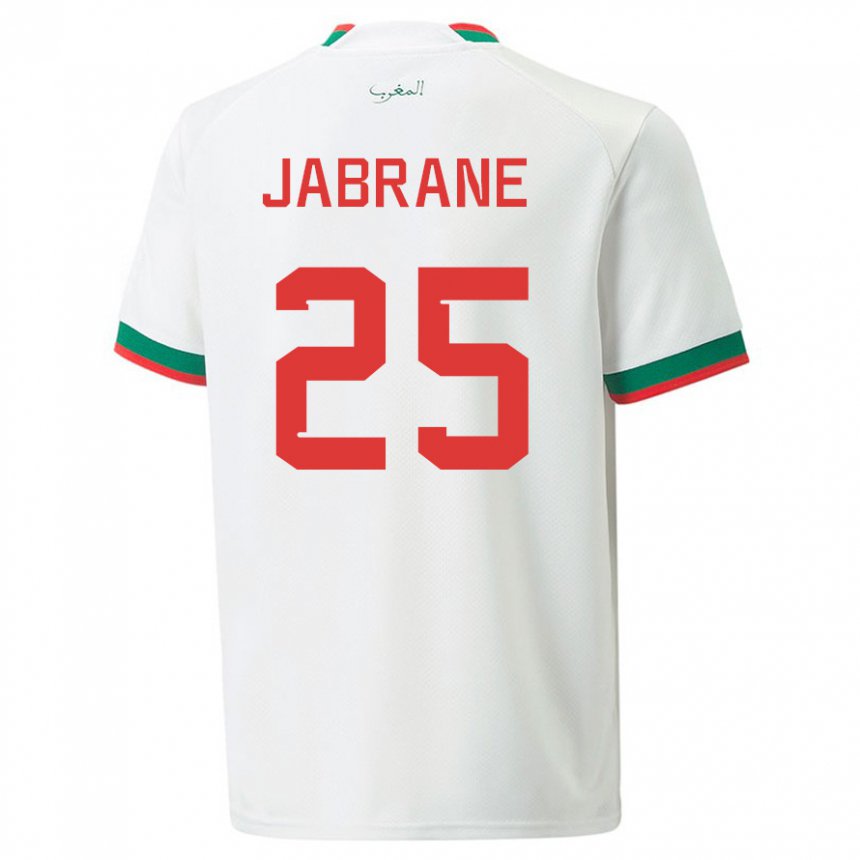 Kinderen Marokkaans Yahya Jabrane #25 Wit Uitshirt Uittenue 22-24 T-shirt